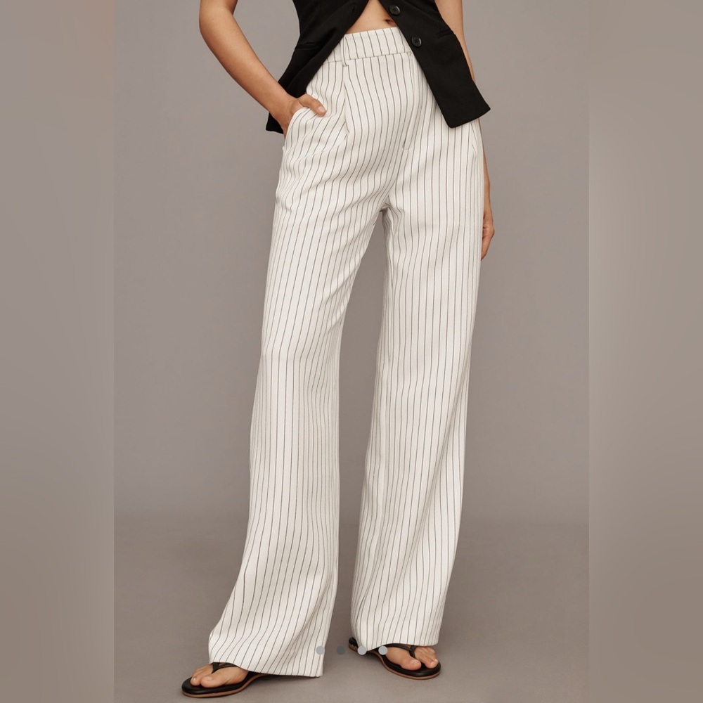 ✨NWT Anthropologie Gray Lab Pinstripe Wide Leg Trouser Pants Small✨ - Picture 2 of 8